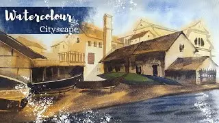 City scape in Watercolor painting 
