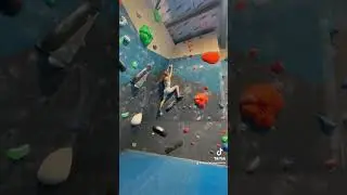 Tackling the challenging blue overhang corner with a thrilling dyno finish! 🧗&zwj;♂️ #ClimbingThrills