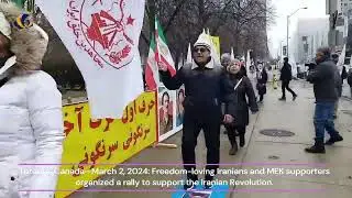 Toronto, Canada&mdash;March 2, 2024: MEK supporters rally to support the Iranian Revolution.