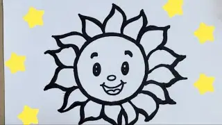 Easy cute sun drawing for kids and toddlers 