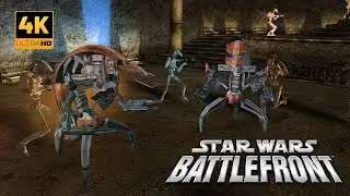 Battle droids vs Republic Clones - Star Wars Battlefront (2004) jabba's palace  droideka gameplay