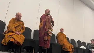 Walk for Peace leader Bhikkhu Pannakara speaks to a packed hall in Chester, VA