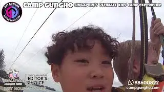 Camp Kids demonstrate a GungHo attitude on the MegaZip at Sentosa!