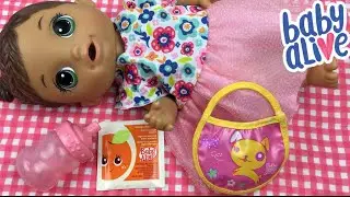 Feeding Baby Alive Vintage Orange Doll Juice With Changing