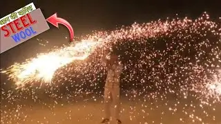 Real Fire Rain Use Steel Wool | Steel wool experiment - #nightexperiment #steelwool