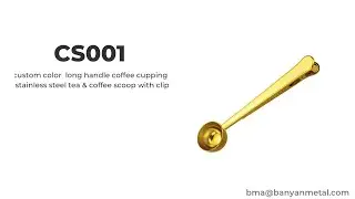 Custom Color Long Handle Stainless Steel Tea & Coffee Scoop with Clip