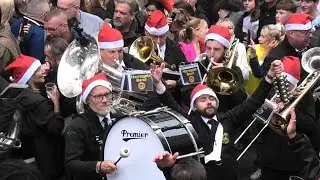 Harrogate Band on their way home from the Miners Gala 2024