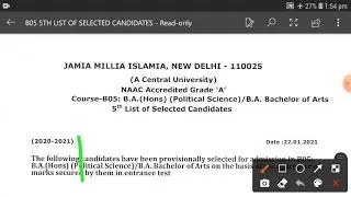 JMI BA(Hons) Political Science/BA Result 2020, 5th cut off 2020 | Jamia ba political&nbsp; science Result