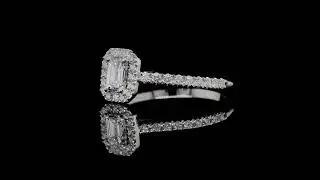 0.30 Carat emerald-cut diamond halo engagement ring - Orogem Jewelers