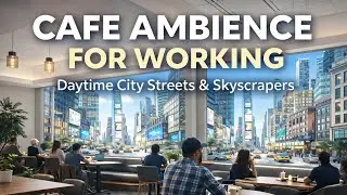 Cafe Ambience for Working & Studying ☕ Daytime City Noise, Skyscraper View