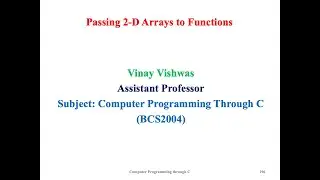 Passing 2 D Array to Function