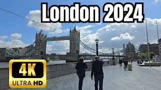 London City Walk 2024 | Southbank | Tower Bridge | London Eye | Westminster Bridge | 4K HDR 🇬🇧