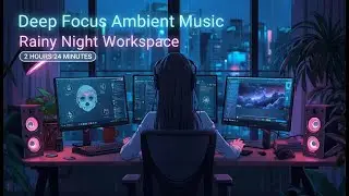 Deep Focus Ambient Music for Work & Study 🌧 Neon Rainy Night Workspace (2 Hours)