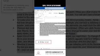MS Word List Types 😱 | Ordered, Unordered & Nested List 🔥 - #msword #winword
