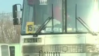 Водитель автобуса качает пресс