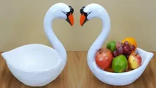 Birthday gift showpiece making at home // Swan fruit pot // swan showpiece // Best out of waste