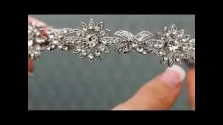 Antique Silver & Rhinestone Floral Headband by Hair Comes the Bride