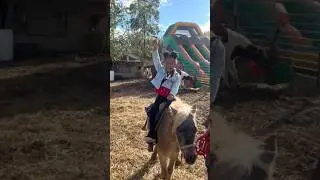 Denver rides a pony for the first time! 🐴 Yeehaw!! #kidscontent #funny #kidsyoutube #pony #kids