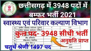 CG स्वास्थ्य विभाग 3948 पदों में बम्फर भर्ती 2021/ CG new job vacancy/ CG upcoming job vacancy 2021