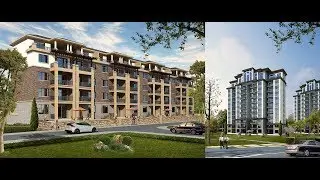 3ds Max ve V-Ray Render ile Dış Cephe Render Bina 2 Photoshop