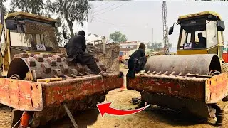 Installation On The Pad Foot Dynapac Road Roller With Amazing Skills