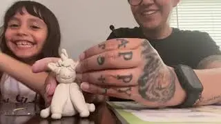 Lili and Mom play with clay