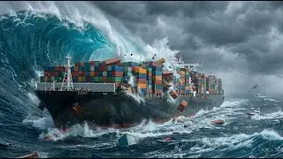 MEGA TSUNAMI vs World&rsquo;s Largest Container Ship | Ultra Realistic Ocean Disaster (AI)