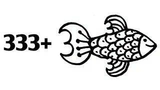 How to draw Fish From Number 333 | Easy Fish drawing for beginners | मछली चित्र