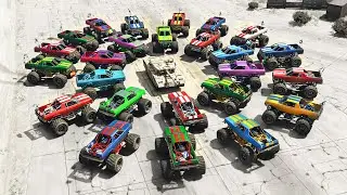 1 TANK vs 30 MONSTER TRUCK
