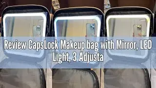 Review CapsLock Makeup bag with Mirror, LED Light, 3 Adjustable Brightness Levels, Cosmetic Bag with