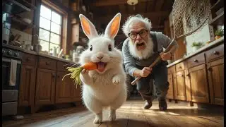 Cute rabbit trying to steal a carrot #rabbit #cat #kitten #cute #ai