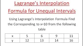 Lagrange's Interpolation formula for unequal intervals l Lagrange interpolation formula in tamil