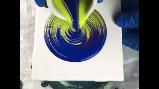 Ring Pour Neon Green, Blue, Purple - Fluid Art - Acrylic Pouring - Abstract Painting May 29, 2019
