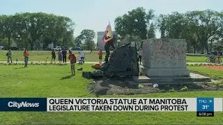 Queen Victoria statue torn down in Winnipeg
