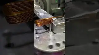 Triangle coil winding by enameled copper flat wire coiling machine US-650 inductor winding machine