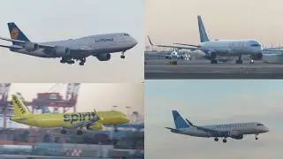 20 + Minutes of Winter Evening Newark Plane Spotting