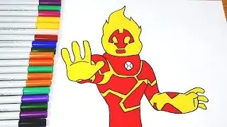 Coloring Pages Ben 10 Heat Blast - Ben 10 Coloring Videos Ben 10 Coloring Book 2019