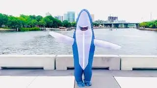 Inflatable Shark Costume in Gray 🦈