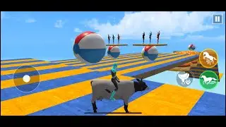 Long Sliding GTA Game Blue Spiderman and Batman Cow 🐄 