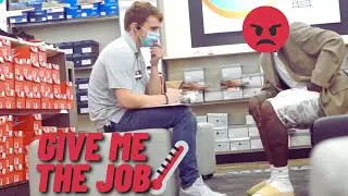 SHOE STORE JOB INTERVIEW PRANK !!!! *I STOLE SOME SHOES!!