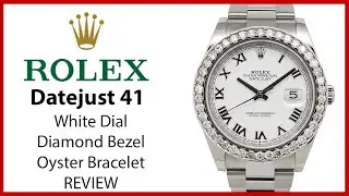▶Rolex Datejust 41 Stainless Steel White Roman Dial Diamond Bezel Oyster Bracelet - REVIEW 126300