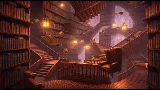 Infinite Library Staircase | 8 Hours AuDHD Study Music - Impossible Architecture Ambient Lofi