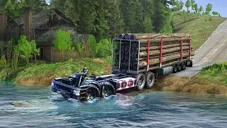 Heavy Logging Truck Risks Everything on Unstable Bridge