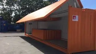 40 ft. container med hydraulisk side&aring;bning - s&aring;dan lukkes den!