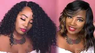 I’m Impressed/ Curly Hair vs BoB / Freetress 301  Freedom part drawstring wig & Val / ebonyline.com