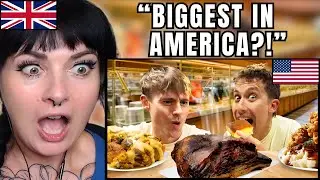 BRITISH Girl Reacts to Two Brits Tried the World's Largest Buffet! It's In America?!