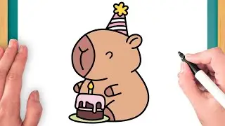 Cómo Dibujar Una Capibara Kawaii De Cumpleaños - Dibujo Fácil Paso A Paso