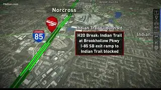 Water main break at Indian Trail off Brook Hollow Pkwy