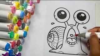 🐌 Color With Me ASMR | Cute  Snail 🐌 🎀 |relaxing marker coloring  #chenruimarkers #ohuhumarkers 