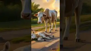 a emotions cow and his calf story....❤️#ai #animals #shorts #shortvideo #viralvideo #cat #comedy